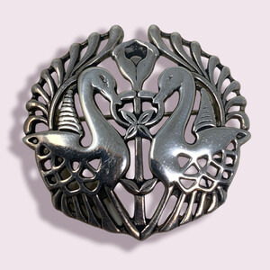 Vintage Museum of Fine Art MFA Boston Sterling Silver Art Deco Swan Brooch Pin